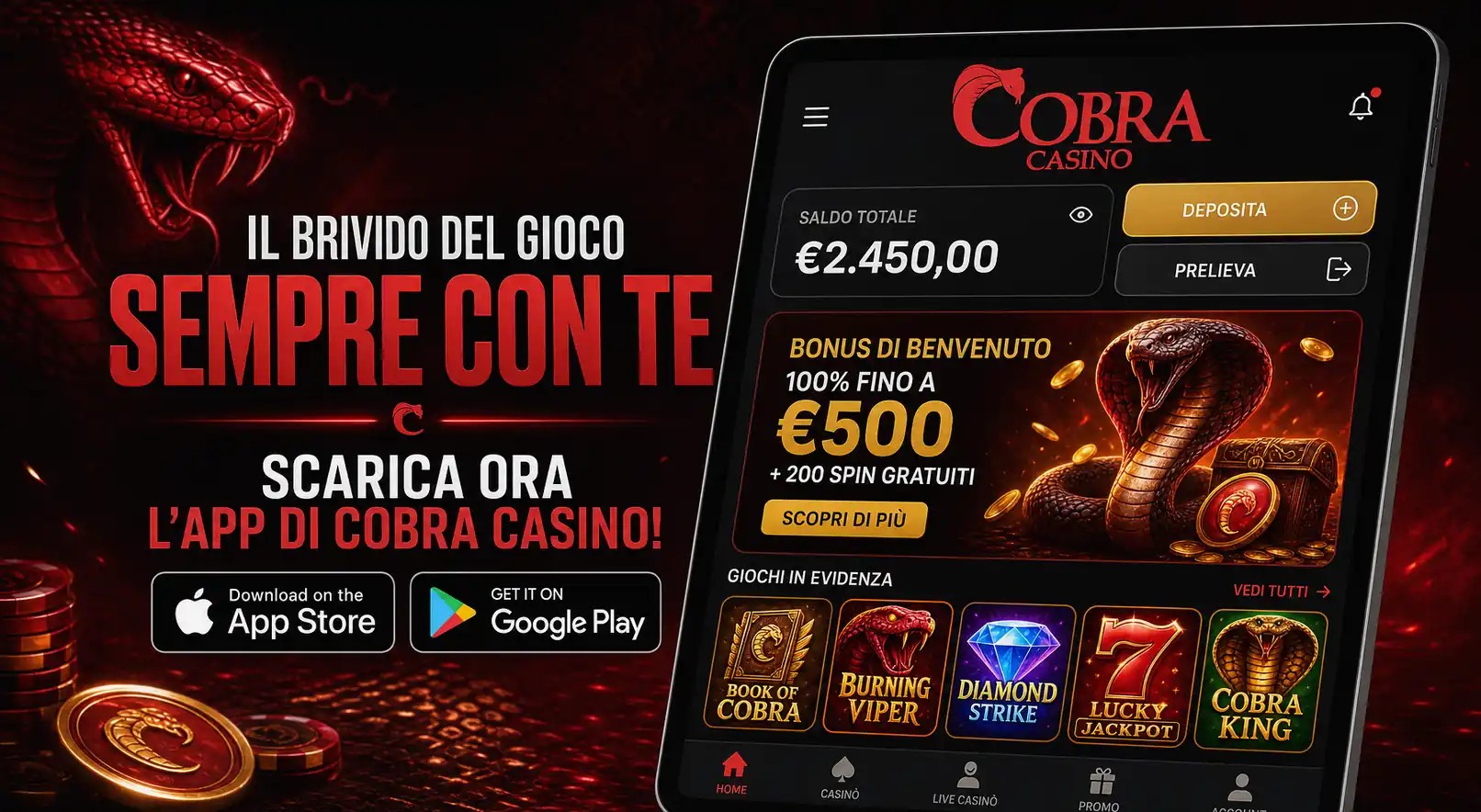 Mobile app download promo for LalaBet Casino with App Store and Google Play badges, localized for NL.