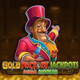 Gold Factory Jackpots Mega Moolah by Aurum Signature Studios, showcased at cobracasino.pro – game logo